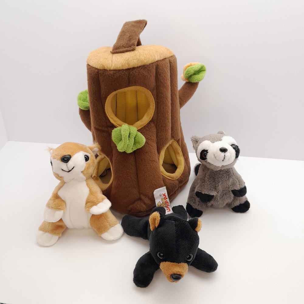 Unipak Plush Forest Animal House Tree Trunk with Raccoon Bear and Squirrel - Picture 5 of 10